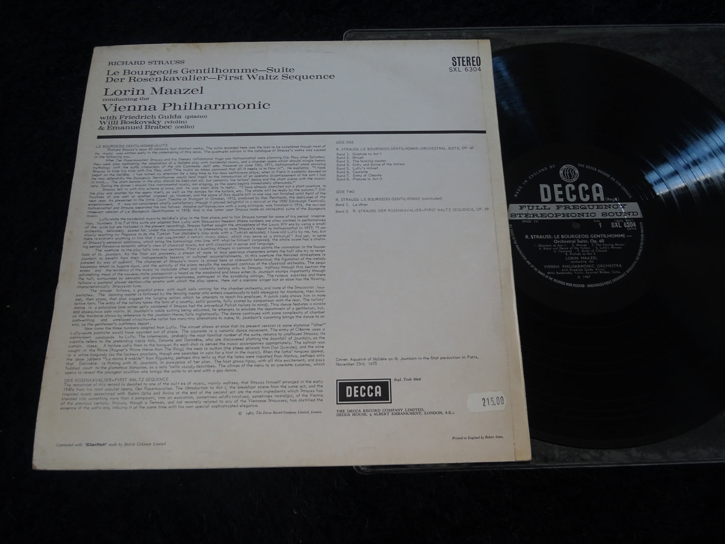 Richard Strauss, Lorin Maazel, Wiener Philharmoniker, Willi Boskovsky, Friedrich Gulda : Le Bourgeois Gentilhomme - Suite / Der Rosenkavalier - First Waltz Sequence (LP,Stereo)