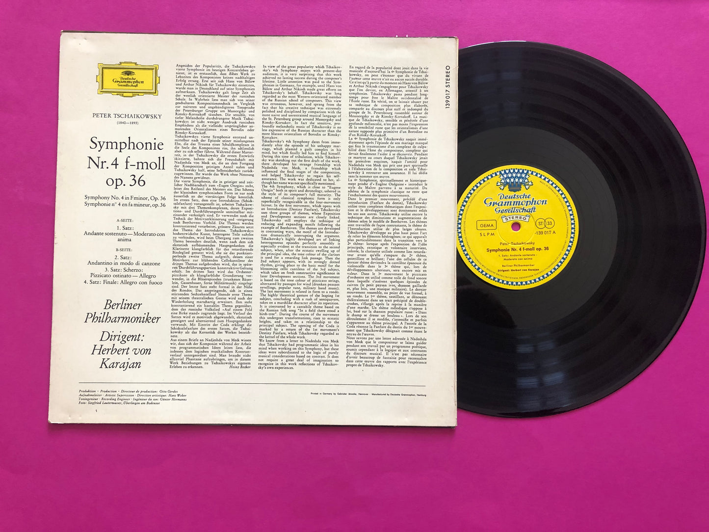 Pyotr Ilyich Tchaikovsky, Berliner Philharmoniker · Herbert von Karajan : Symphonie Nr. 4 F-moll Op. 36 (LP,Stereo)