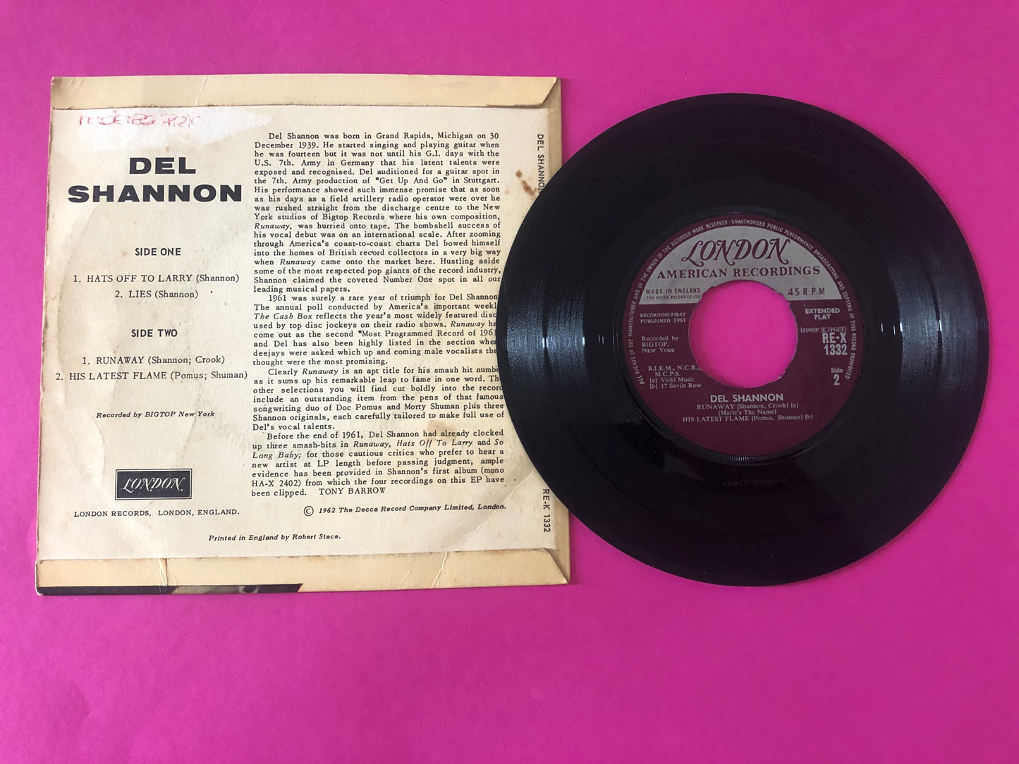 Del Shannon : Runaway With Del Shannon (7", EP, Mono)