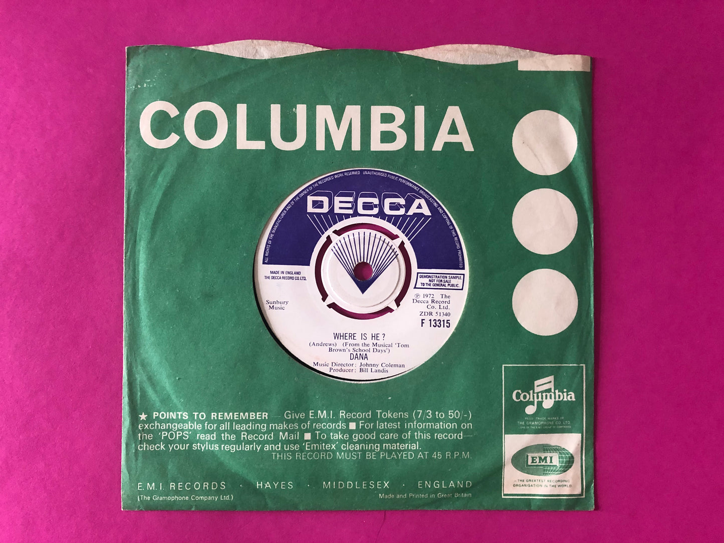 Dana (9) : Crossword Puzzle (7", Single, Promo)