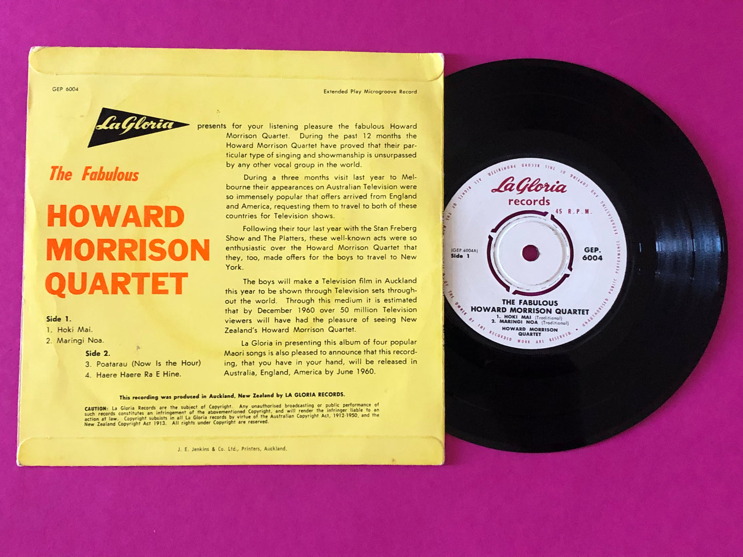 The Howard Morrison Quartet : Four Popular Maori Songs (7", EP)