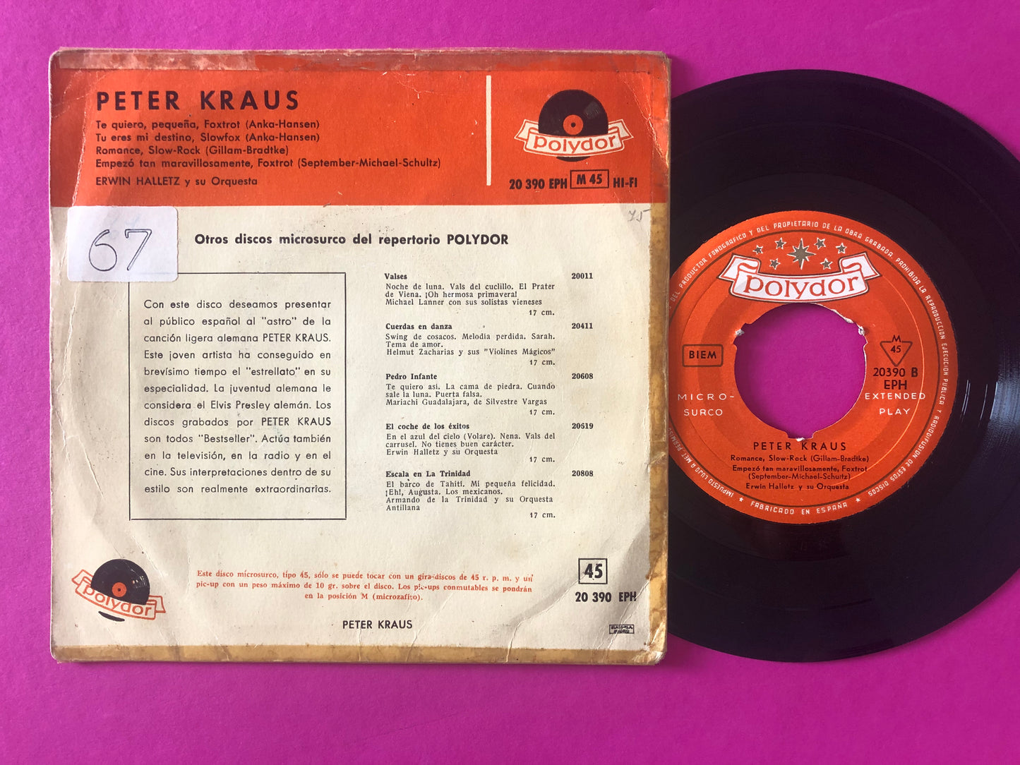 Peter Kraus, Orchester Erwin Halletz : Te Quiero, Pequeña (7", EP, Mono, 3 P)