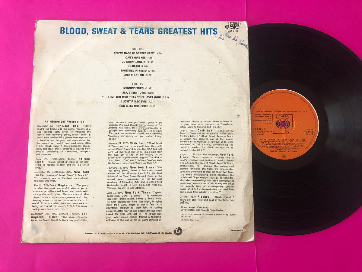 Blood, Sweat And Tears : Blood, Sweat & Tears Greatest Hits (LP, Comp)