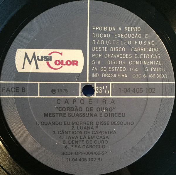 Mestre Suassuna E Dirceu* : Capoeira Cordão De Ouro (LP, Album)