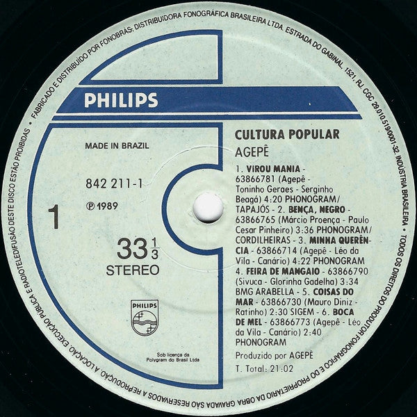 Agepê : Cultura Popular (LP, Album)