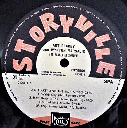 Art Blakey And The Jazz Messengers* Featuring Wynton Marsalis And Bobby Watson (2) : Art Blakey In Sweden (LP, Album)