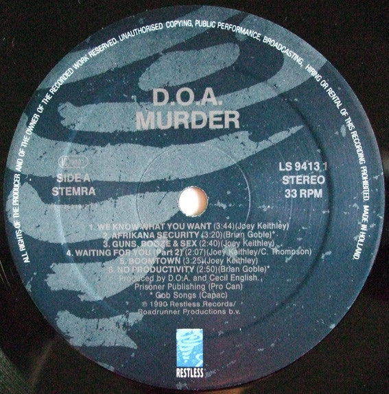 D.O.A. (2) : Murder. (LP, Album)
