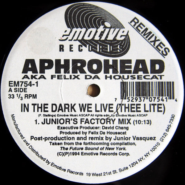 Aphrohead : In The Dark We Live (Thee Lite) (Remixes) (2x12")