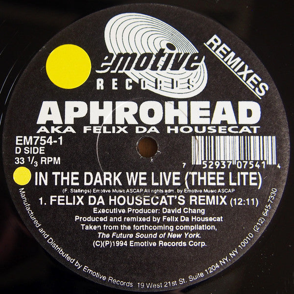Aphrohead : In The Dark We Live (Thee Lite) (Remixes) (2x12")