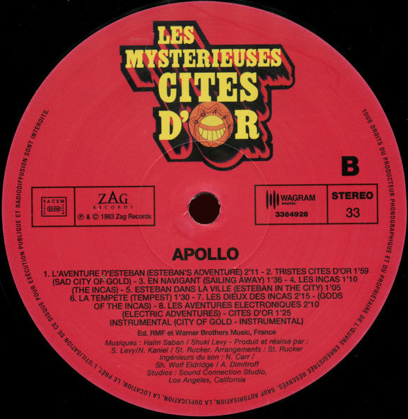 Le Groupe Apollo* : Les Mystérieuses Cités D'Or (Bande Originale De La Série Télévisée) (LP, Album, Ltd, RE)