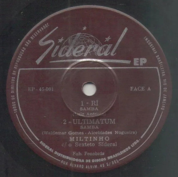 Miltinho Com O Sexteto Sideral : Um Novo Astro (7", EP)