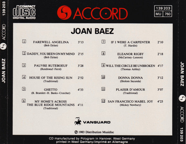 Joan Baez : Farewell, Angelina (CD, Comp)
