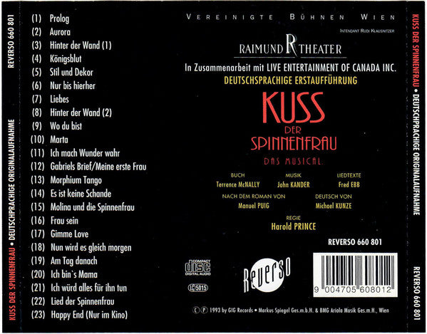 John Kander, Fred Ebb, Günter Mokesch, Thorsten Tinney, Yamil Borges : Kuss Der Spinnenfrau Das Musical (CD)