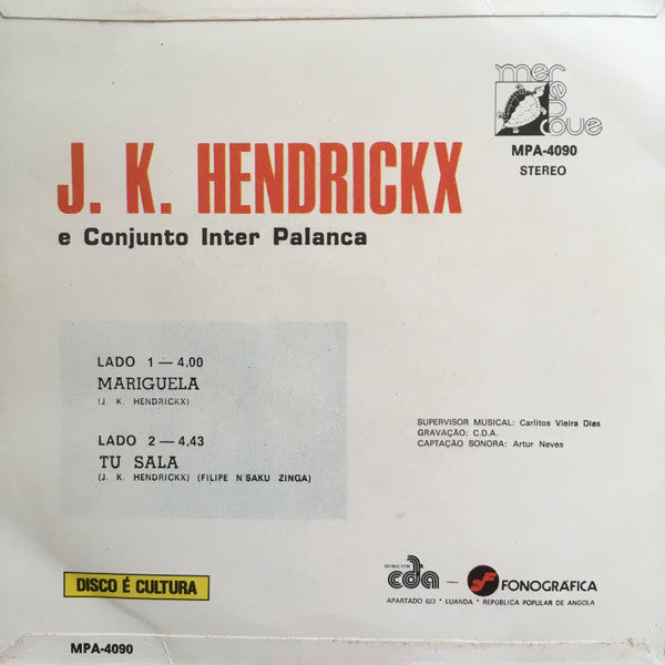 J. K. Hendrickx E Conjunto Inter Palanca : Mariguela / Tu Sala (7")