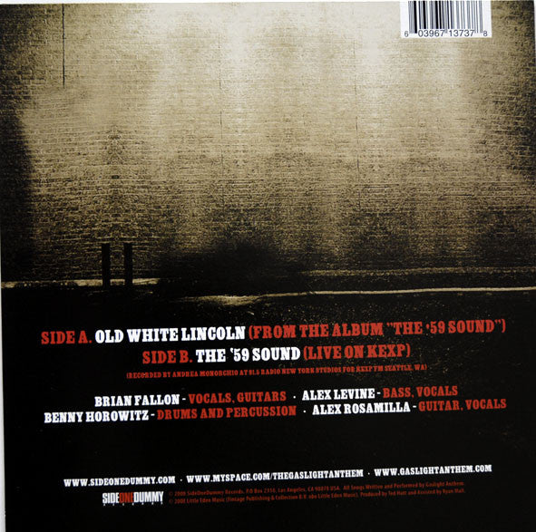 The Gaslight Anthem : Old White Lincoln (7", Single, Whi)