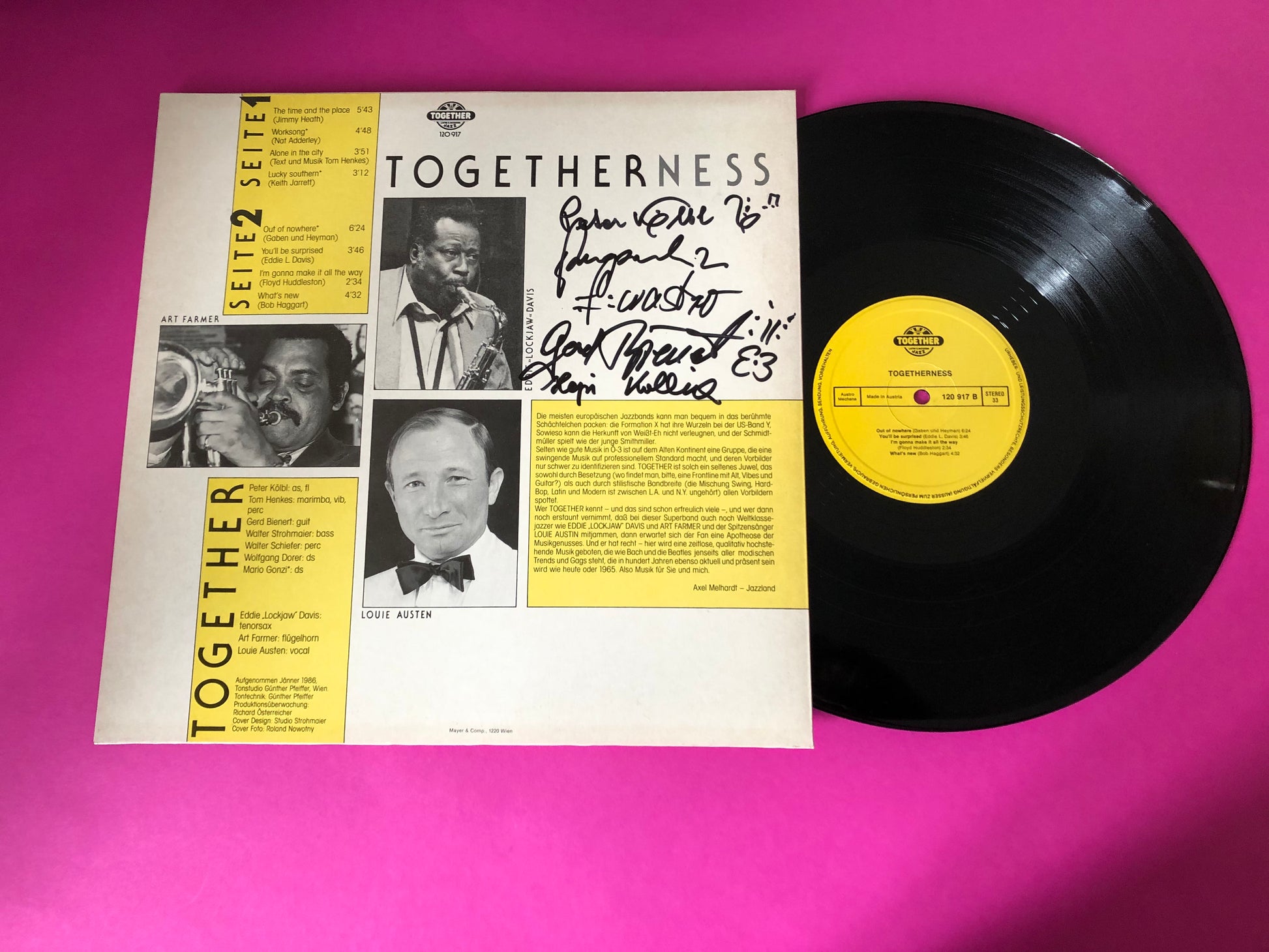 Together (22) Featuring Eddie "Lockjaw" Davis · Art Farmer · Louie Austen : Togetherness (LP,Album,Stereo)