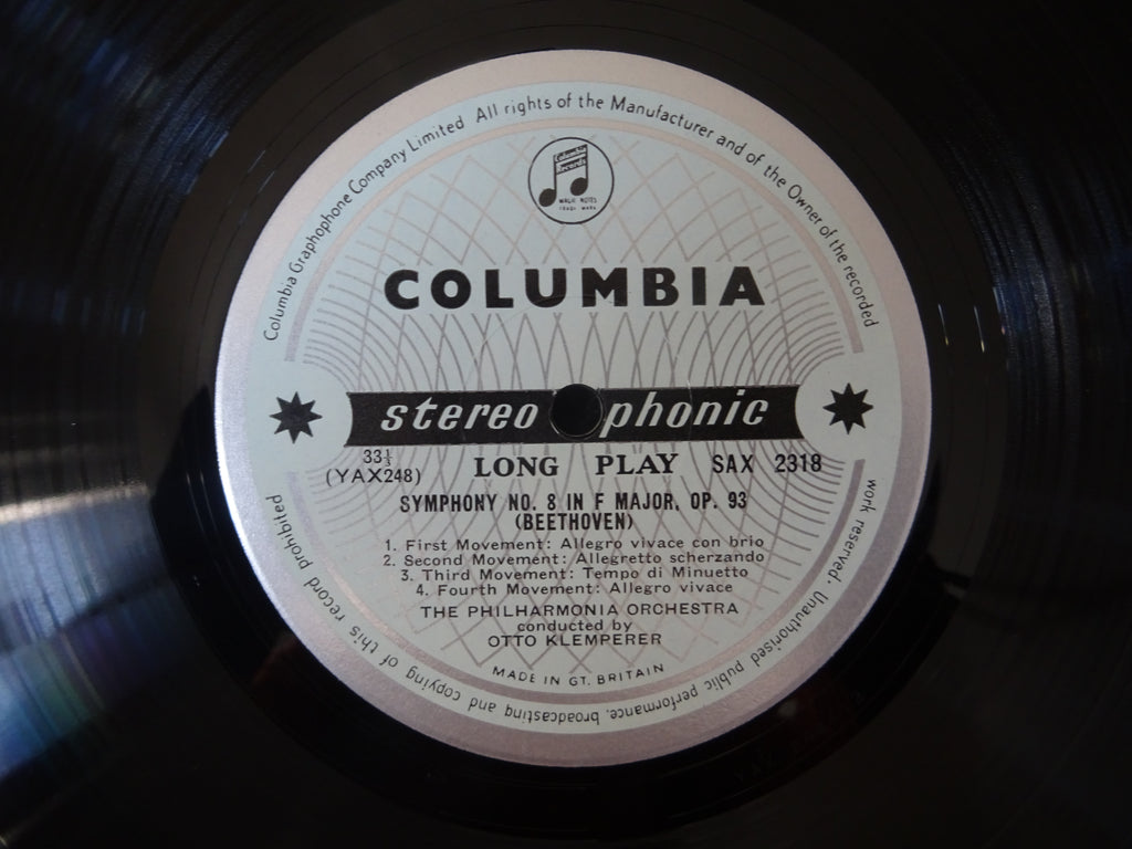 Ludwig van Beethoven - Otto Klemperer Conducting The Philharmonia Orchestra : Symphonies Numbers 1 & 8 (In C Major, Op. 21 And In F Major, Op. 93) (LP,Stereo)