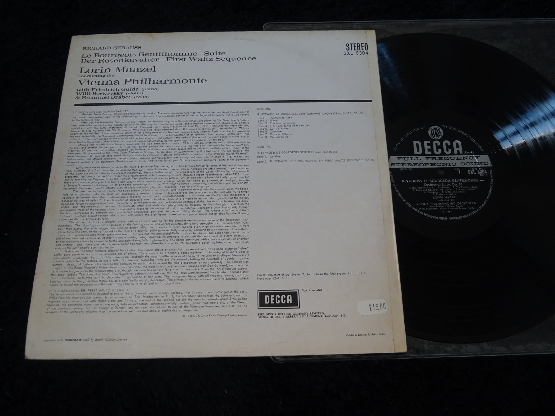 Richard Strauss, Lorin Maazel, Wiener Philharmoniker, Willi Boskovsky, Friedrich Gulda : Le Bourgeois Gentilhomme - Suite / Der Rosenkavalier - First Waltz Sequence (LP,Stereo)