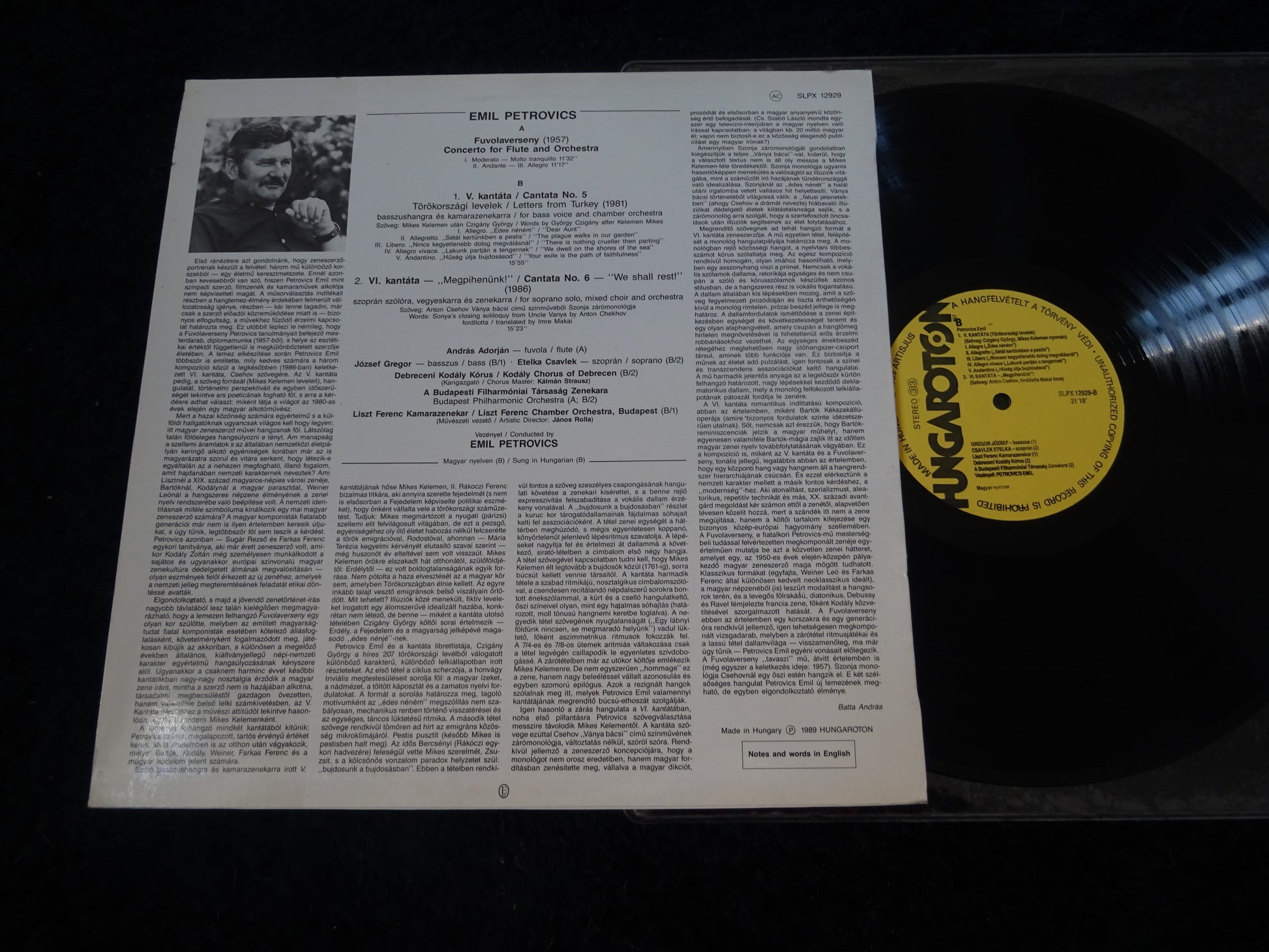 Emil Petrovics : Concerto for Flute and Orchestra / Kantatas Nos 5&6 (LP)