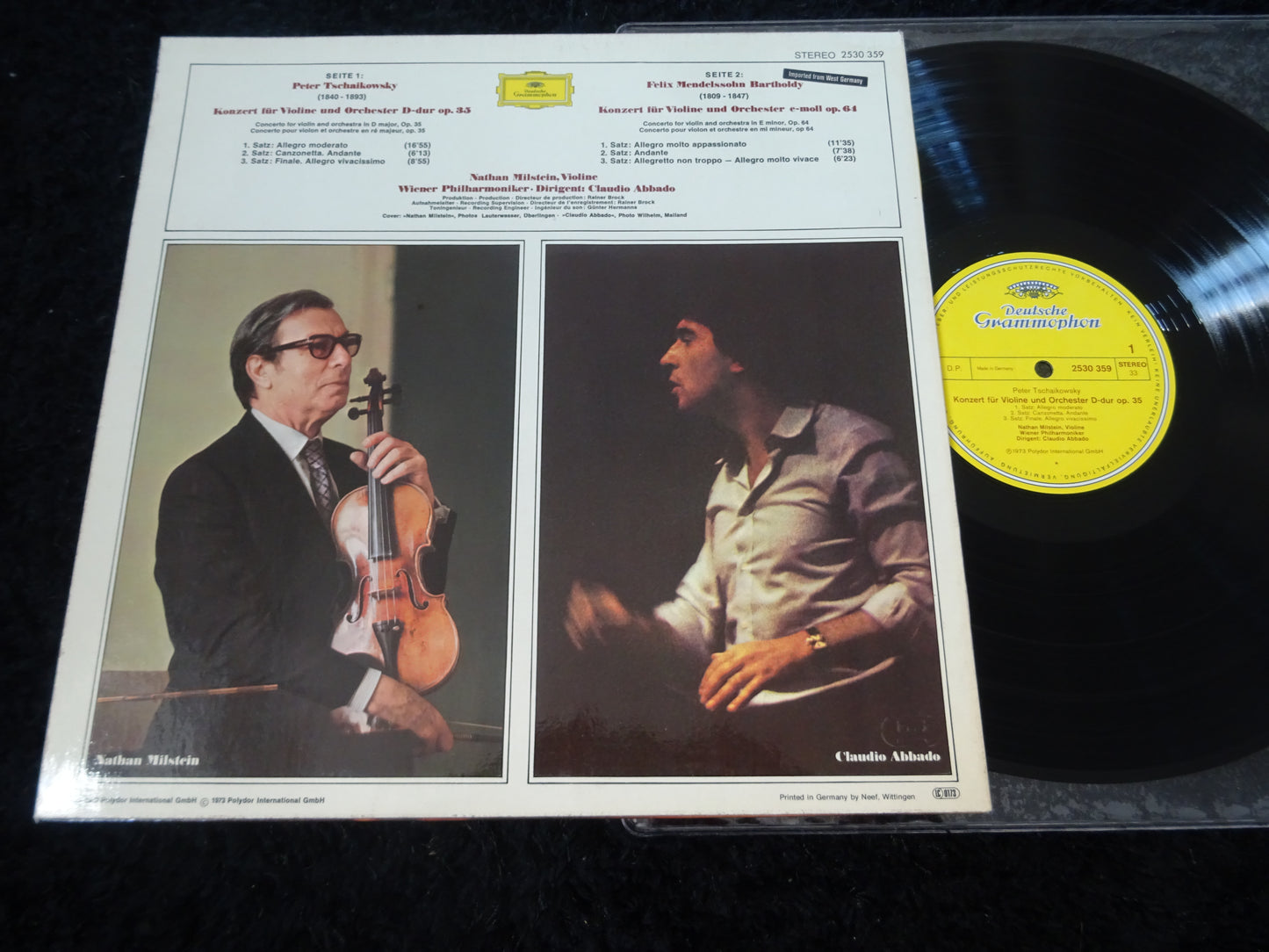 Felix Mendelssohn-Bartholdy / Pyotr Ilyich Tchaikovsky, Nathan Milstein, Wiener Philharmoniker ∙ Claudio Abbado : Violinkonzerte = Violin Concertos (LP,Stereo)
