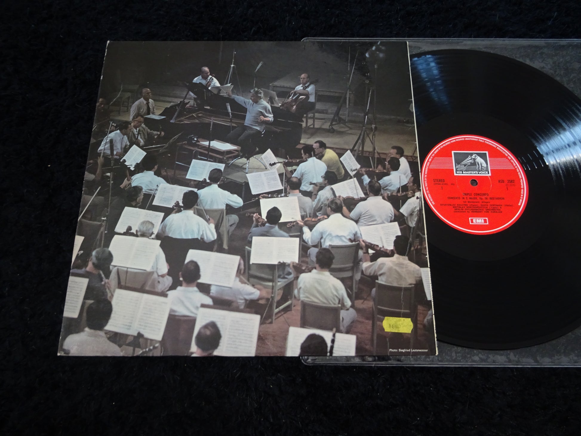 David Oistrach, Mstislav Rostropovich, Sviatoslav Richter, Herbert Von Karajan : Beethoven Triple Concerto (LP,Repress,Stereo)
