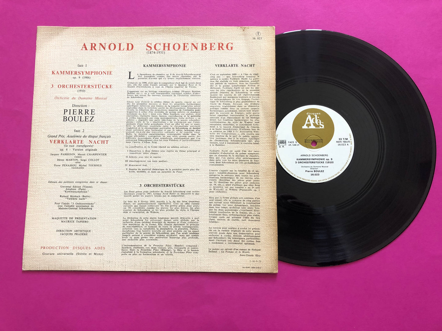 Arnold Schoenberg - Pierre Boulez : Symphonie De Chambre, 3 Pièces, La Nuit Transfigurée (LP,Compilation)