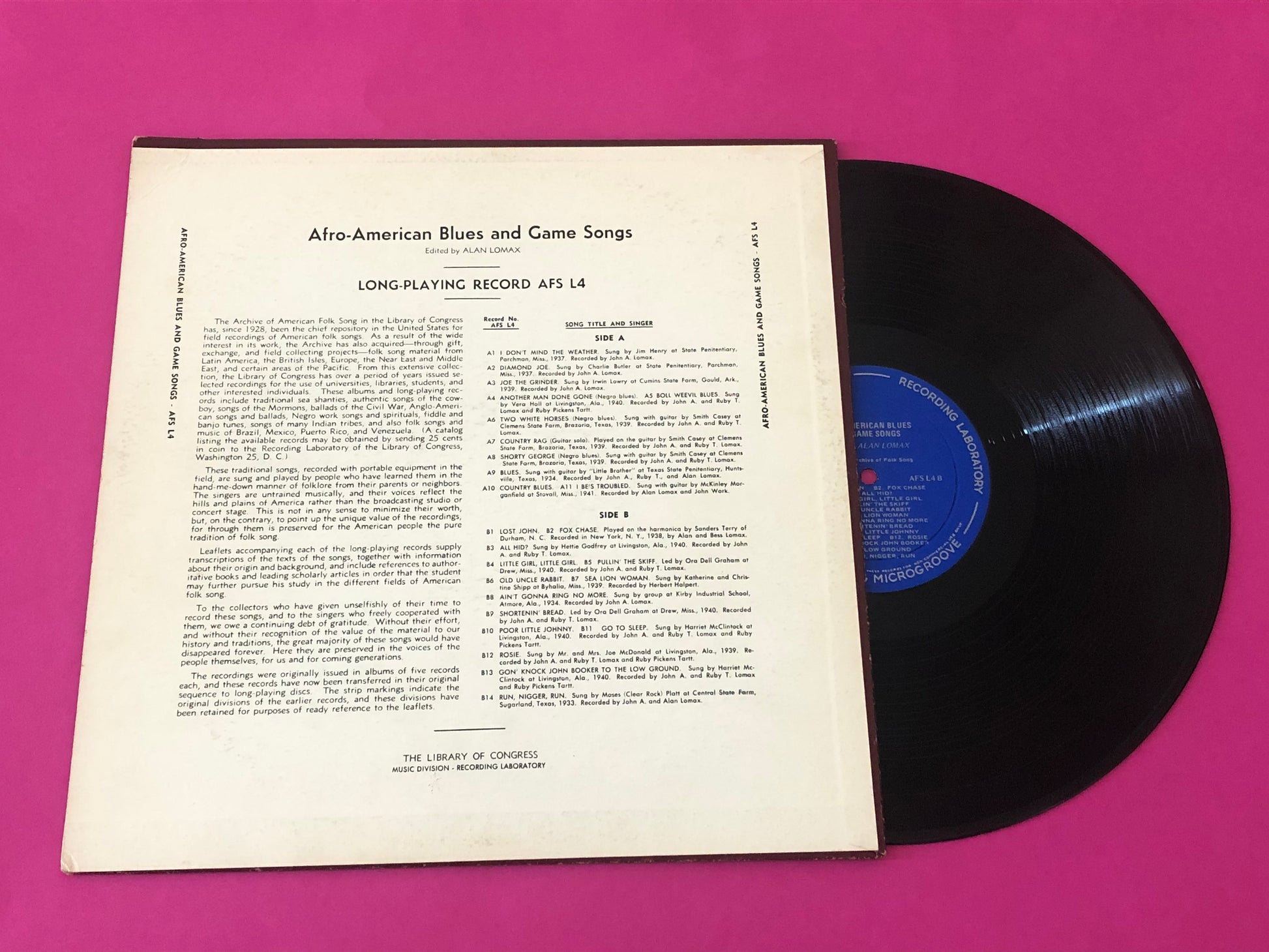 Various : Afro-American Blues And Game Songs (LP, Comp, Mono)