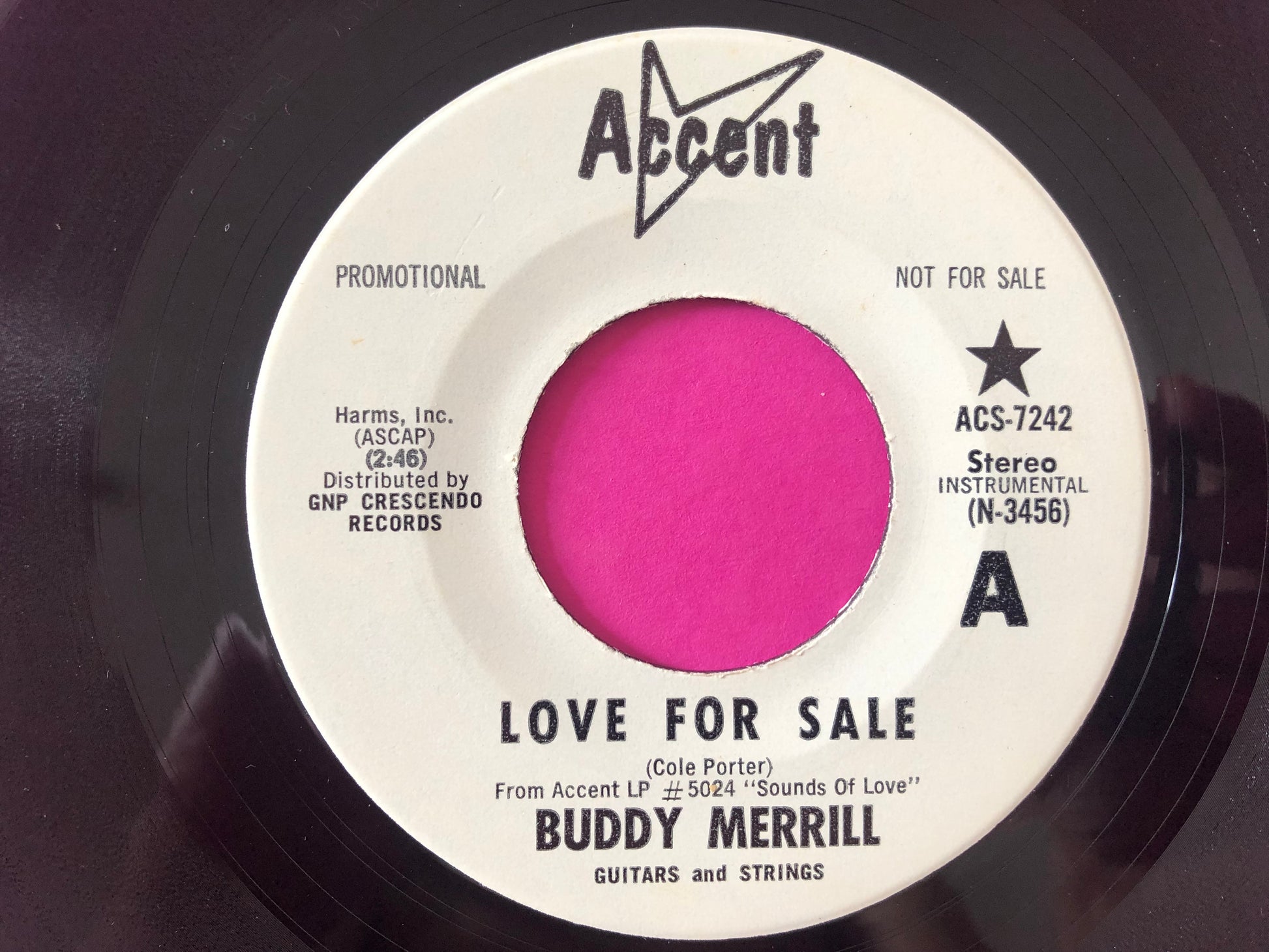 Buddy Merrill : Love For Sale / Armen's Theme (7", Single, Promo)