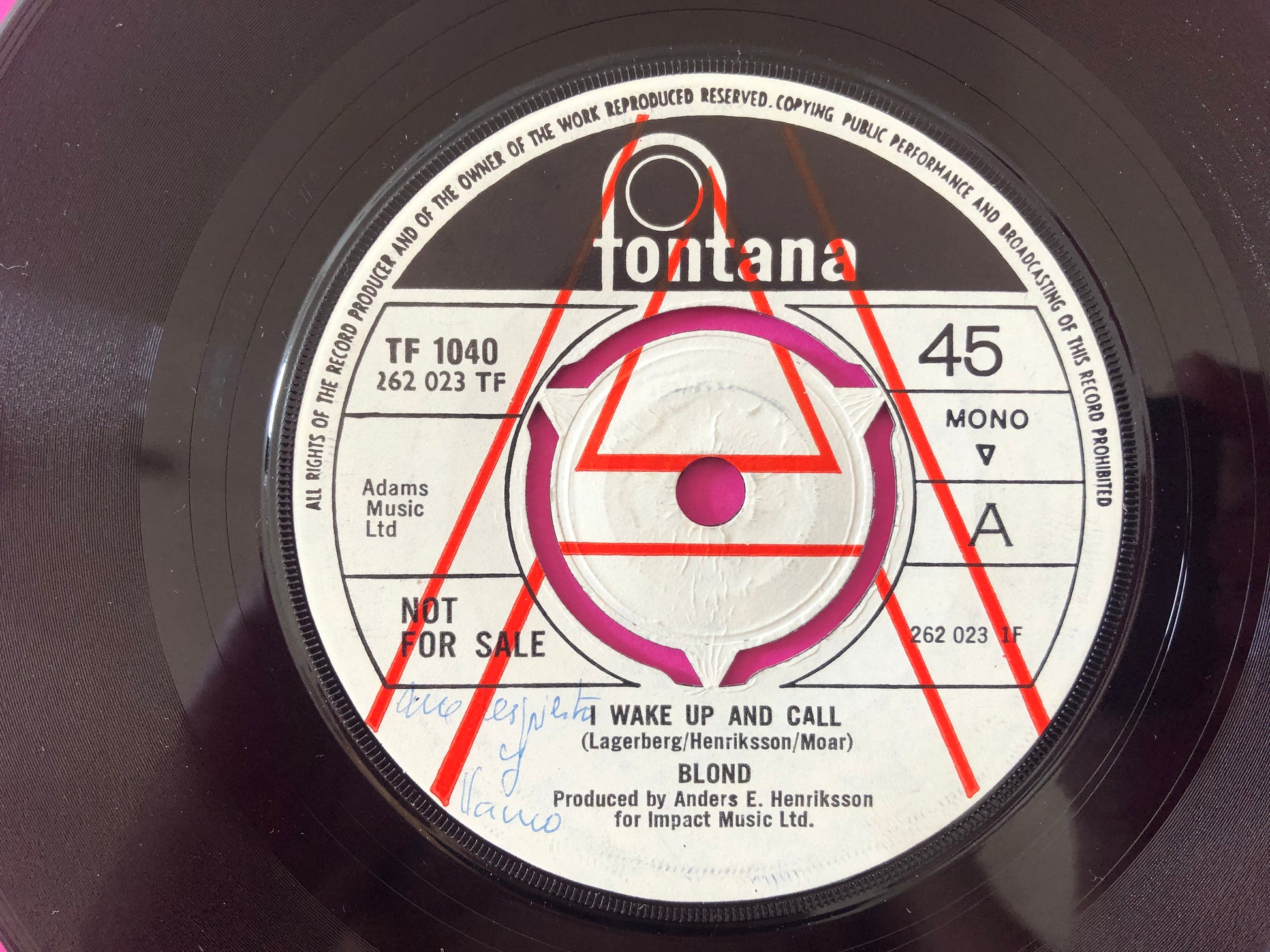 Blond (3) : I Wake Up And Call (7", Mono, Promo)