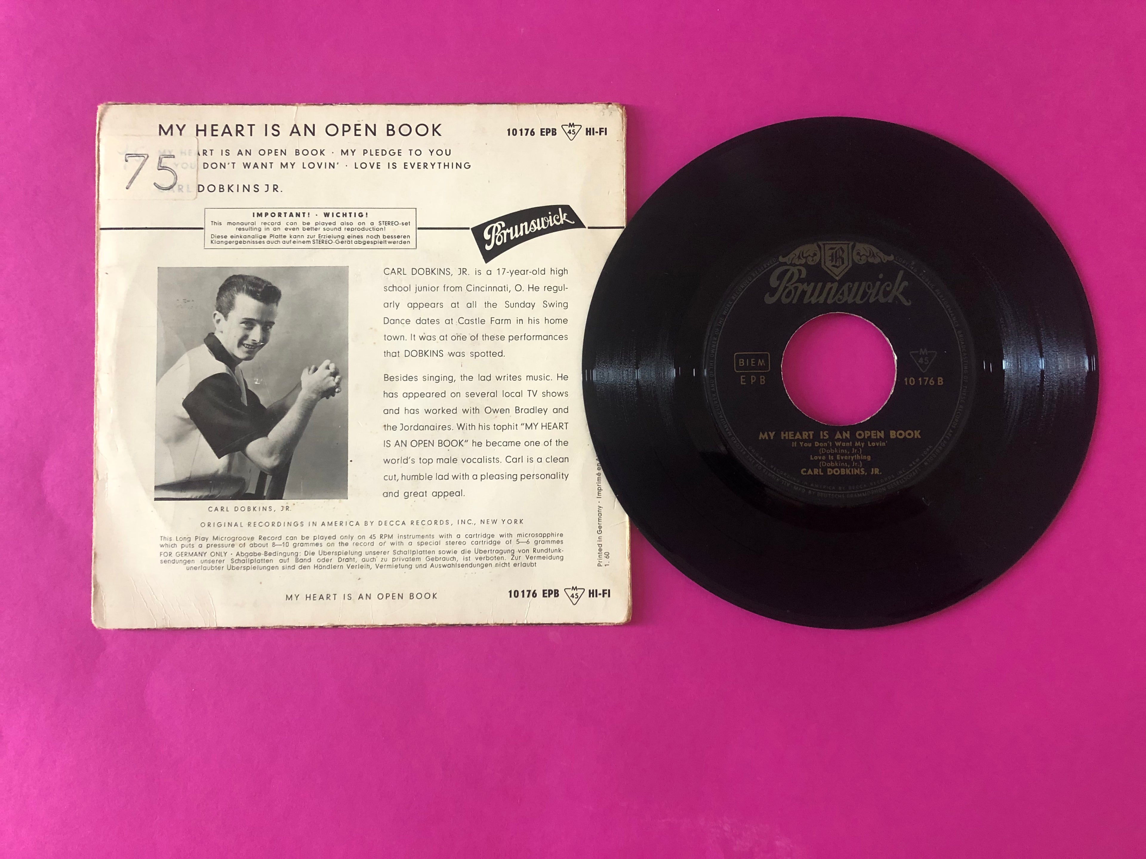 Carl Dobkins Jr. : My Heart Is An Open Book (7", EP)