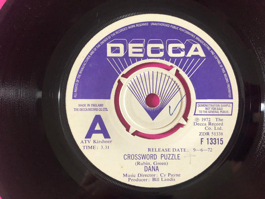 Dana (9) : Crossword Puzzle (7", Single, Promo)