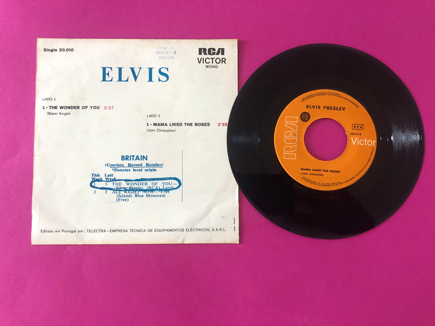 Elvis Presley : The Wonder Of You (7", Single, Mono)