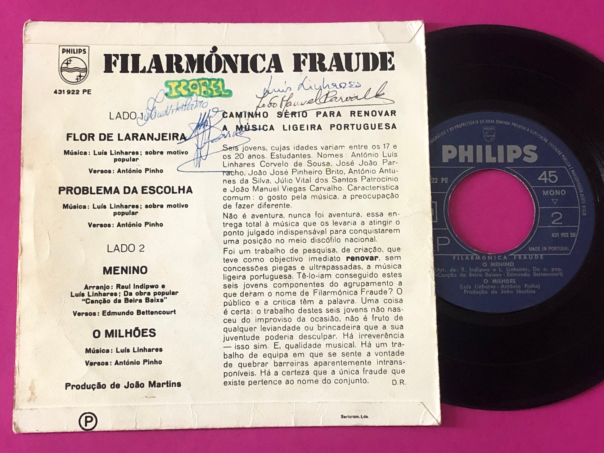 Filarmónica Fraude : Flor De Laranjeira (7", EP, Mono)