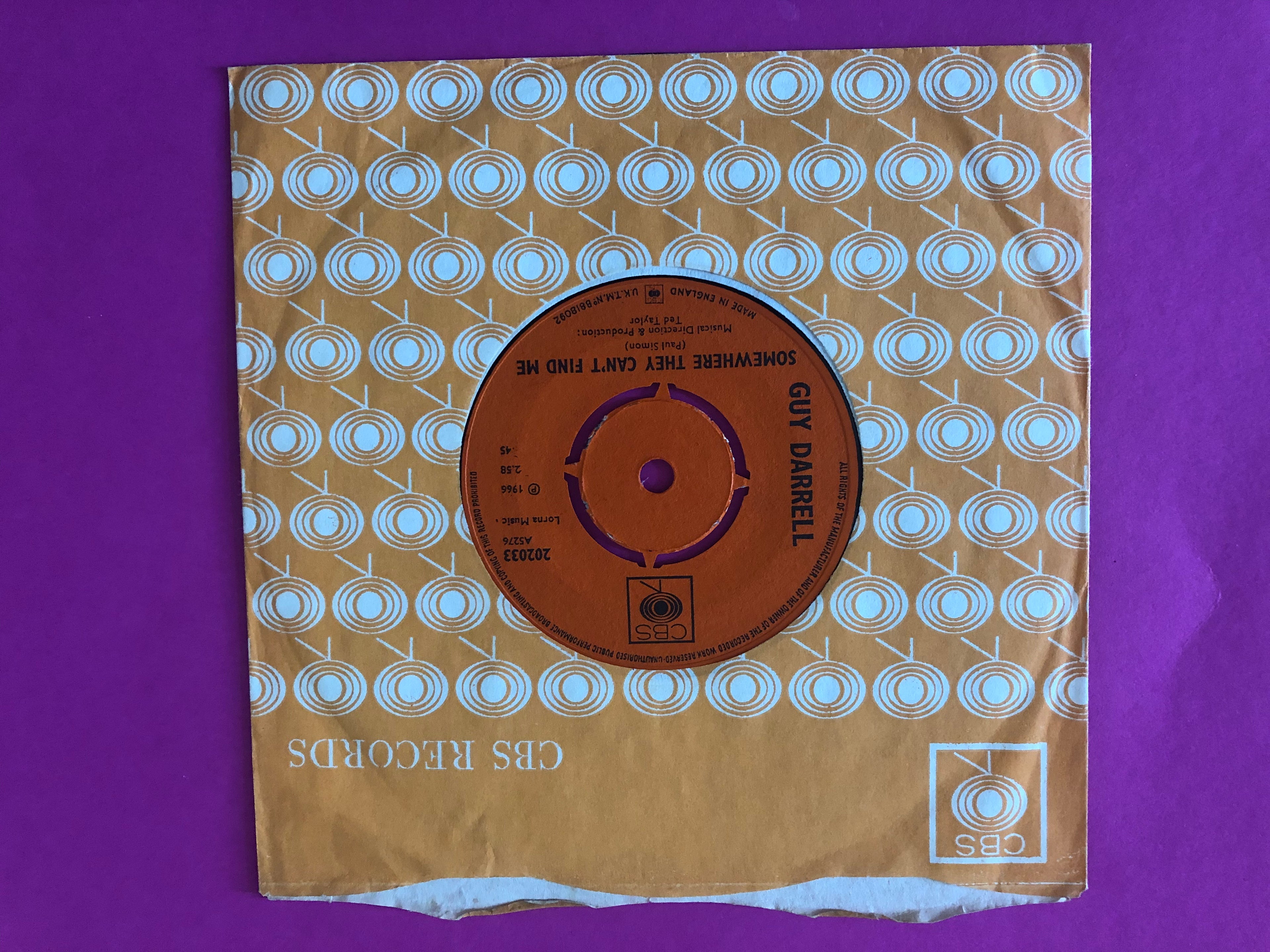 Guy Darrell : Somewhere They Can't Find Me (7")