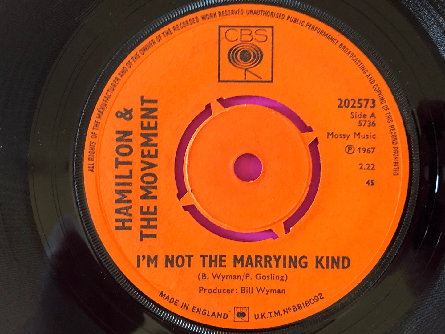 Hamilton & The Movement : I'm Not The Marrying Kind (7", Single)