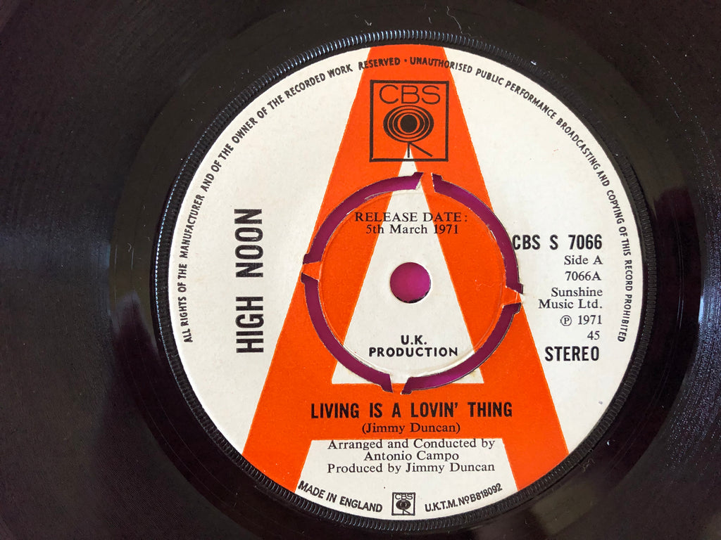 High Noon (2) : Living Is A Lovin' Thing (7", Single, Promo)