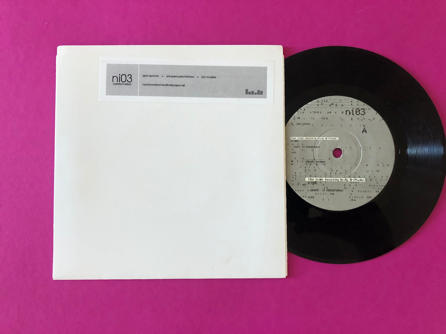 Jeph Jerman / Jon Mueller : Solo Percussion For Two (7")