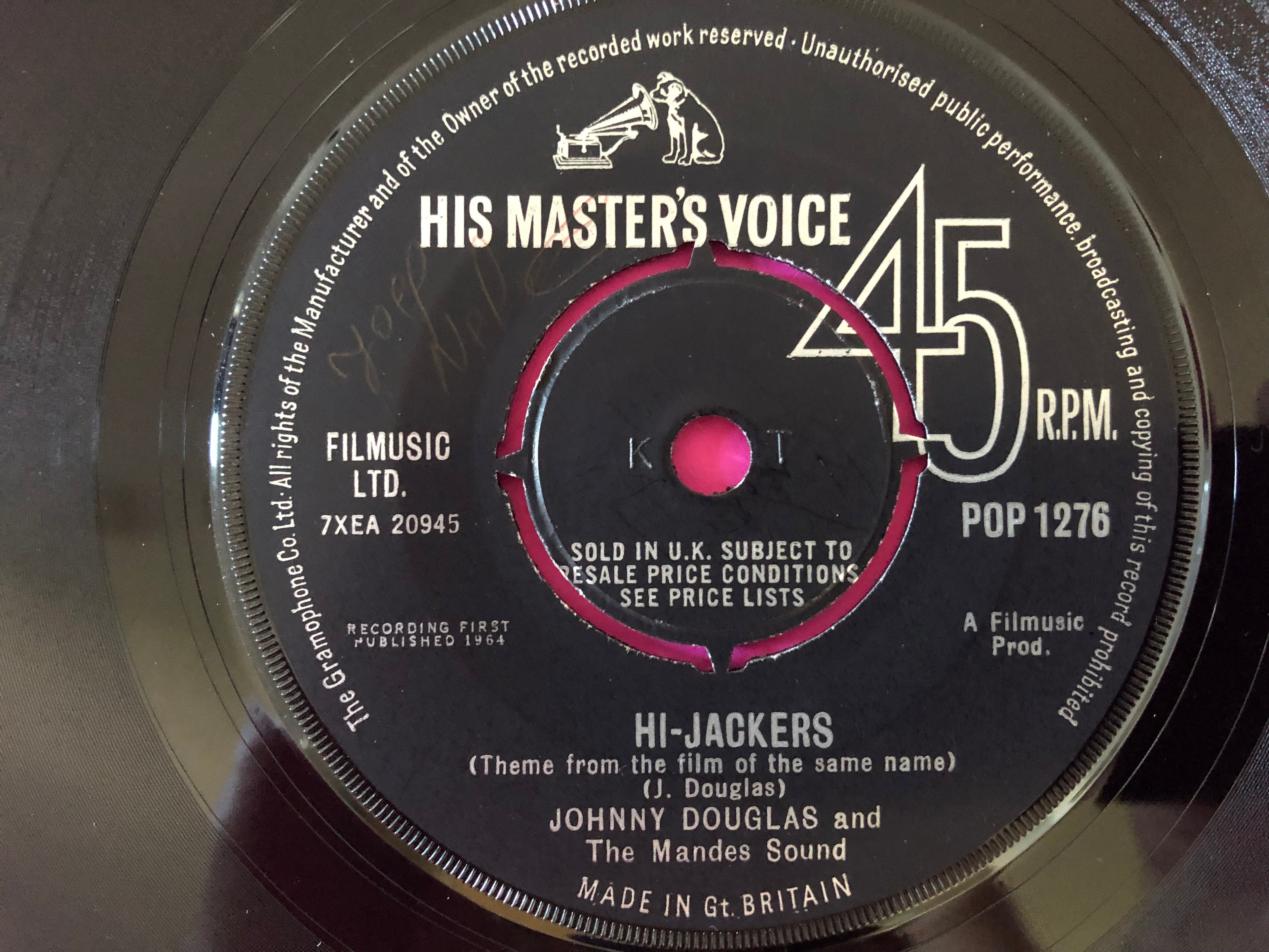 Johnny Douglas And The Mandes Sound : Hot Enough For June / Hi-Jackers (7")