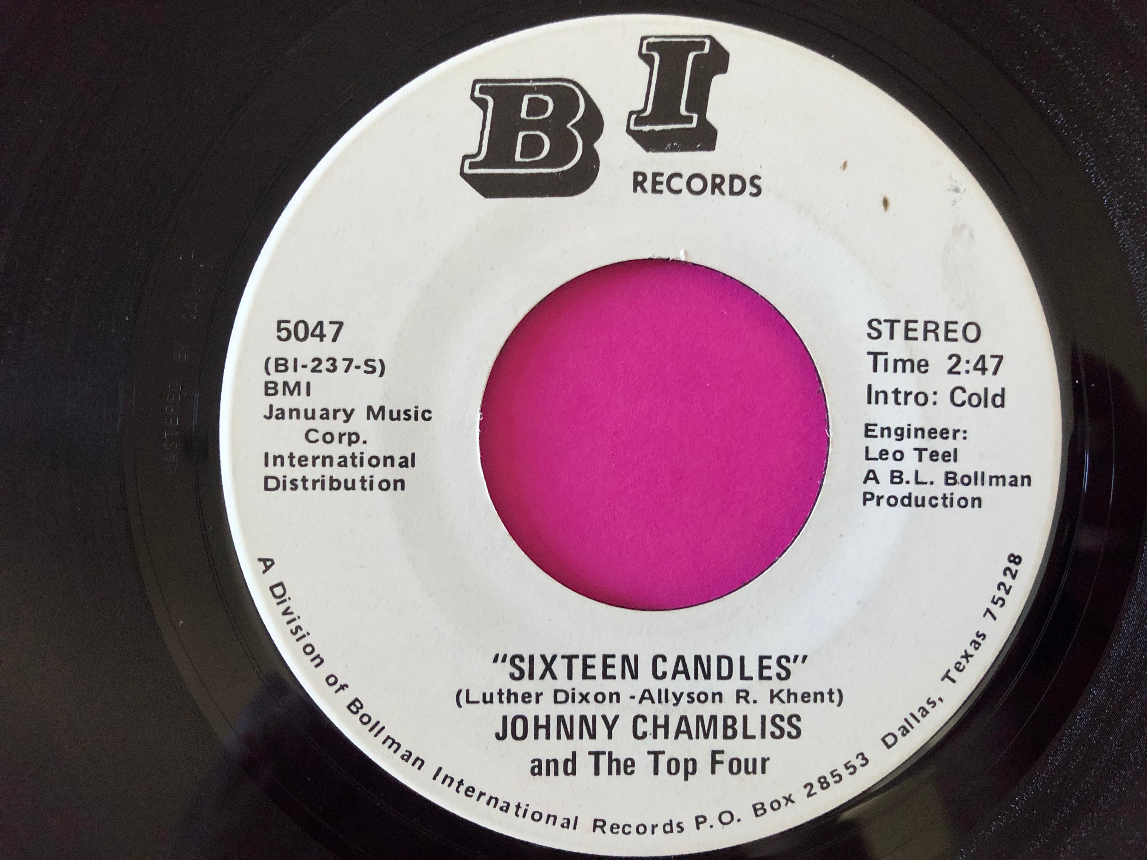 Johnny Chambliss And The Top Four : Sixteen Candles (7")