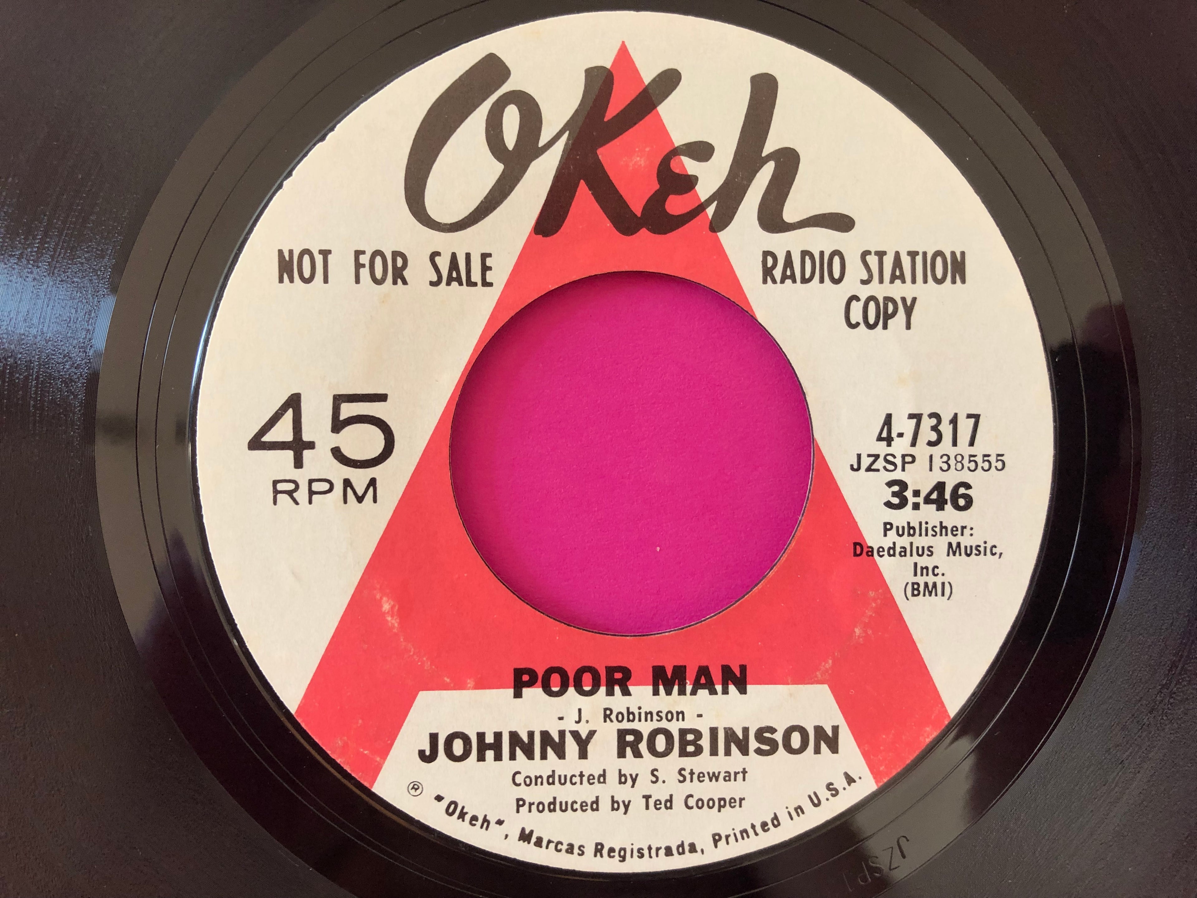 Johnny Robinson : Poor Man (7", Single, Promo)