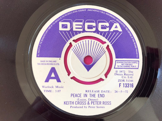 Keith Cross & Peter Ross (5) : Peace In The End (7", Single, Promo)