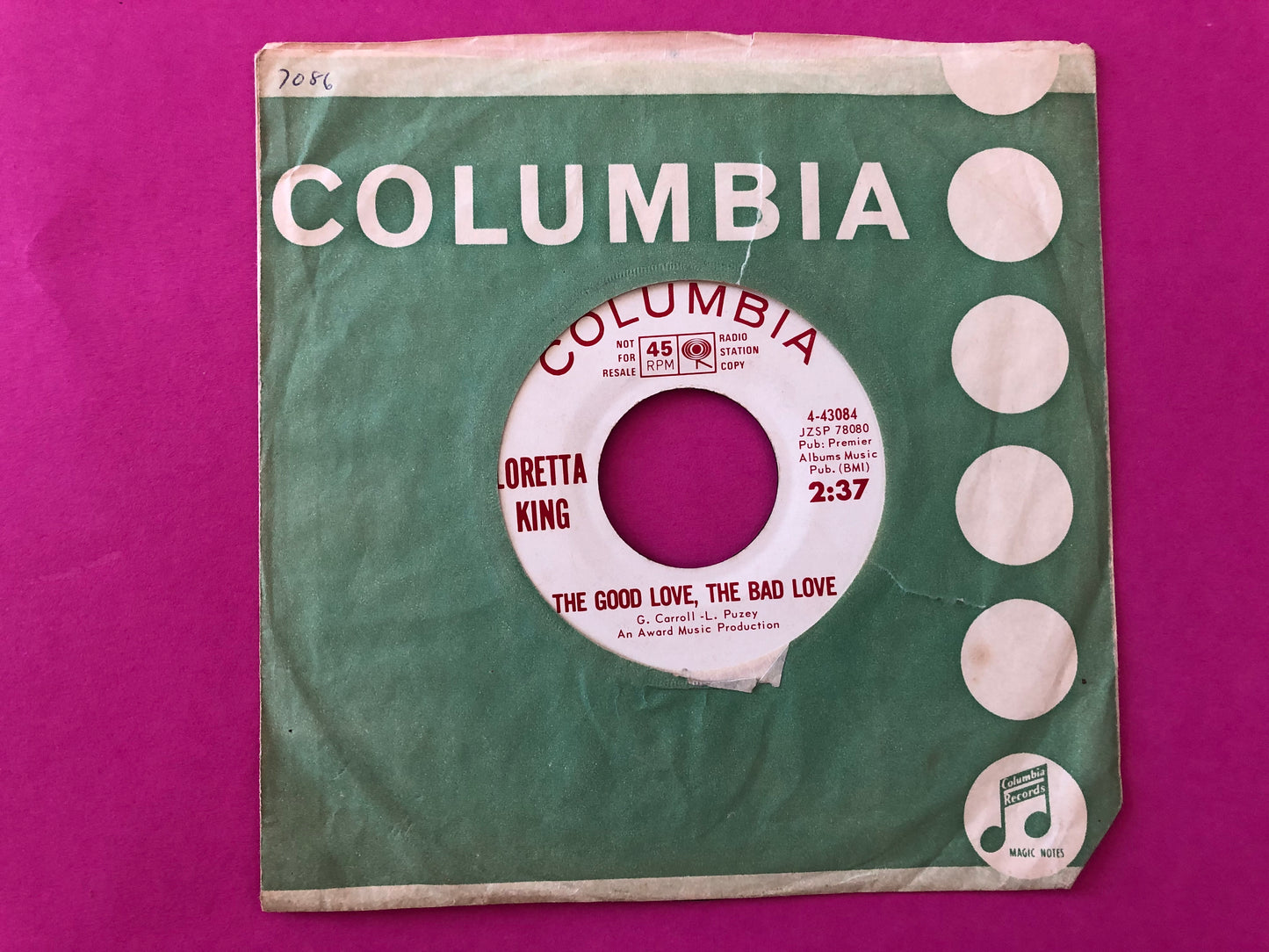 Loretta King : The Good Love, The Bad Love / Tell Me My Love (7", Promo)