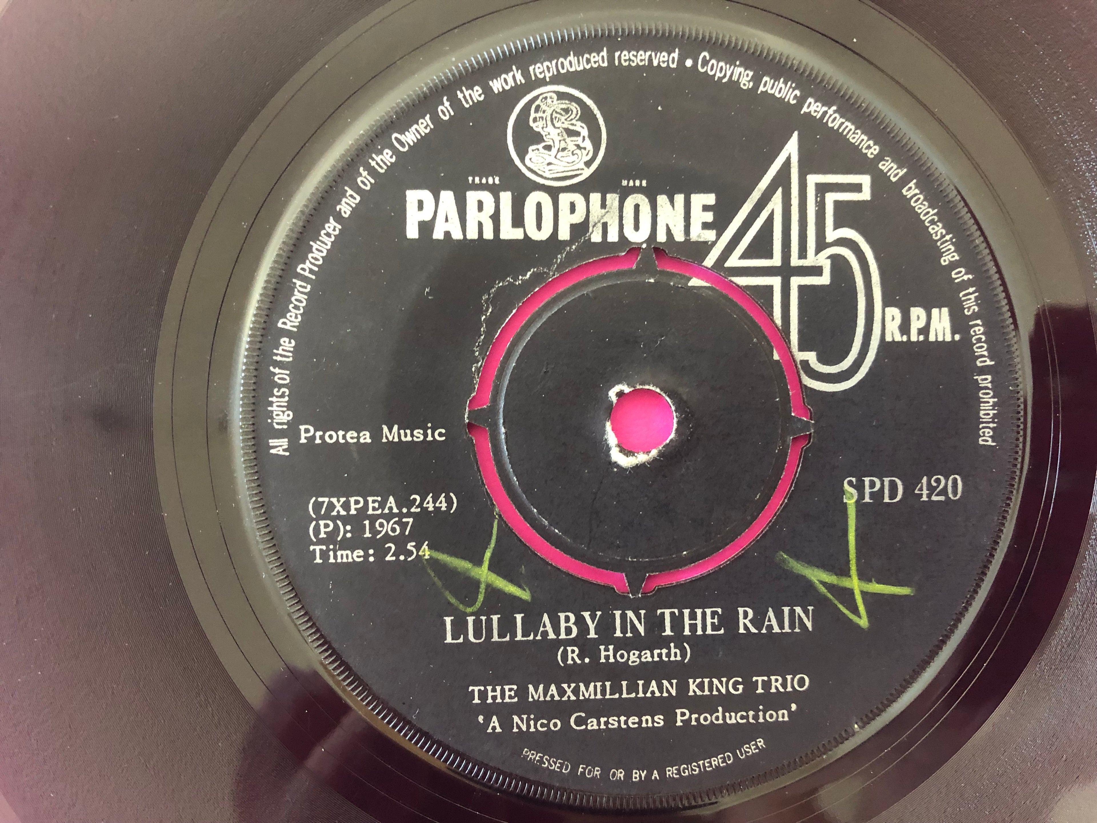 The Maximillian King Trio : Sarah Jane (7")