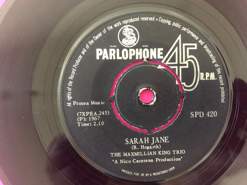 The Maximillian King Trio : Sarah Jane (7")