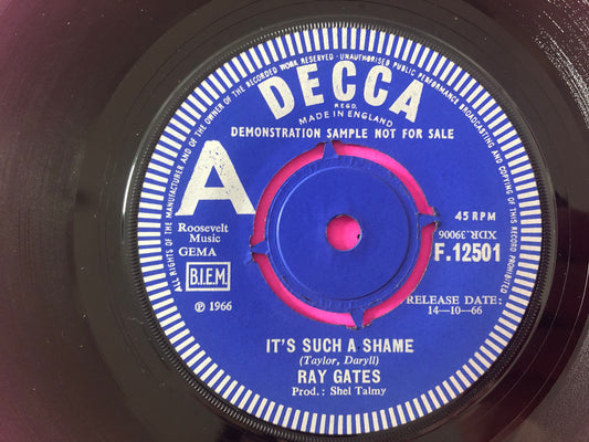 Ray Gates : It's Such A Shame (7", Promo)