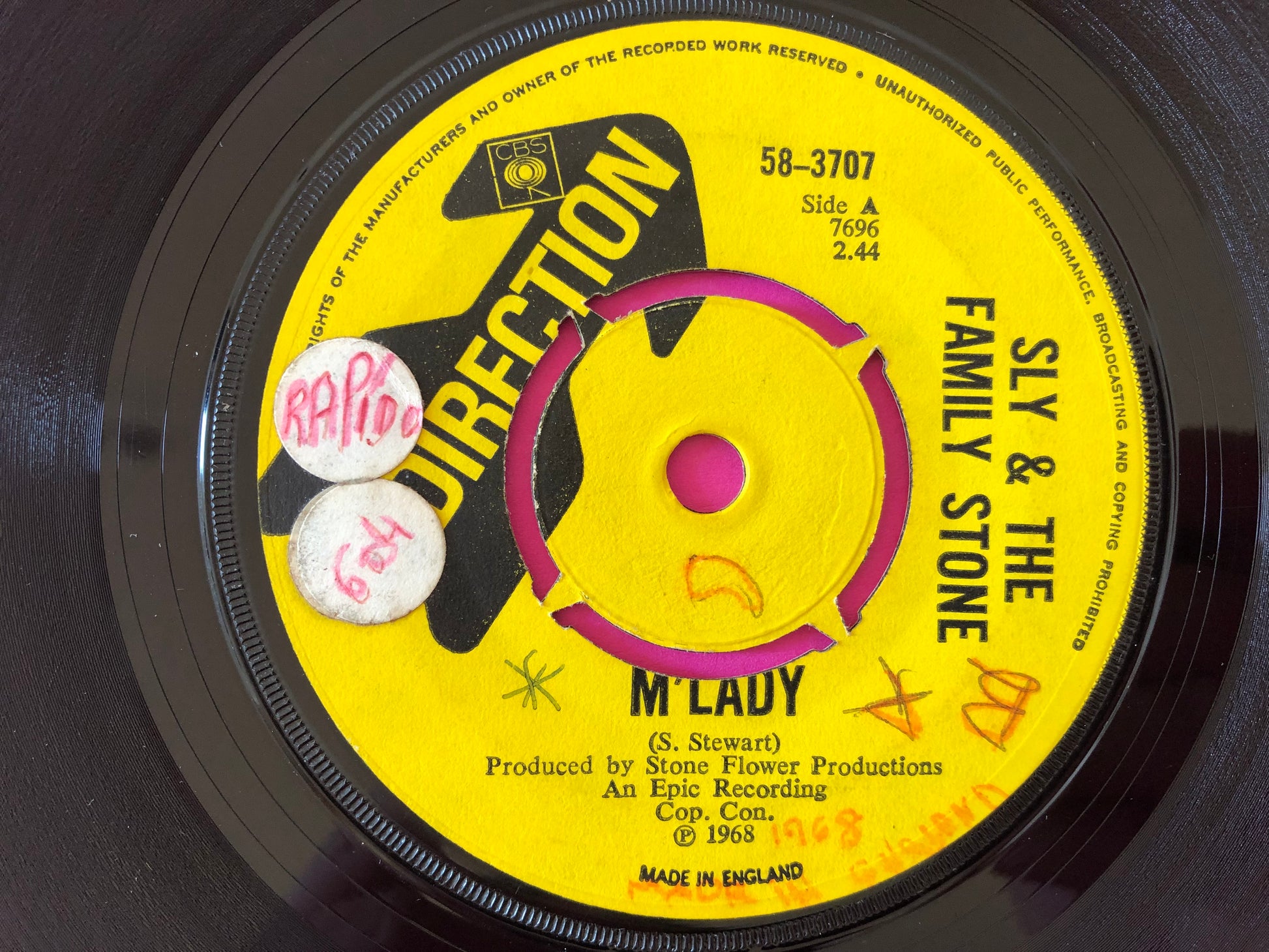 Sly & The Family Stone : M'Lady (7", Single)
