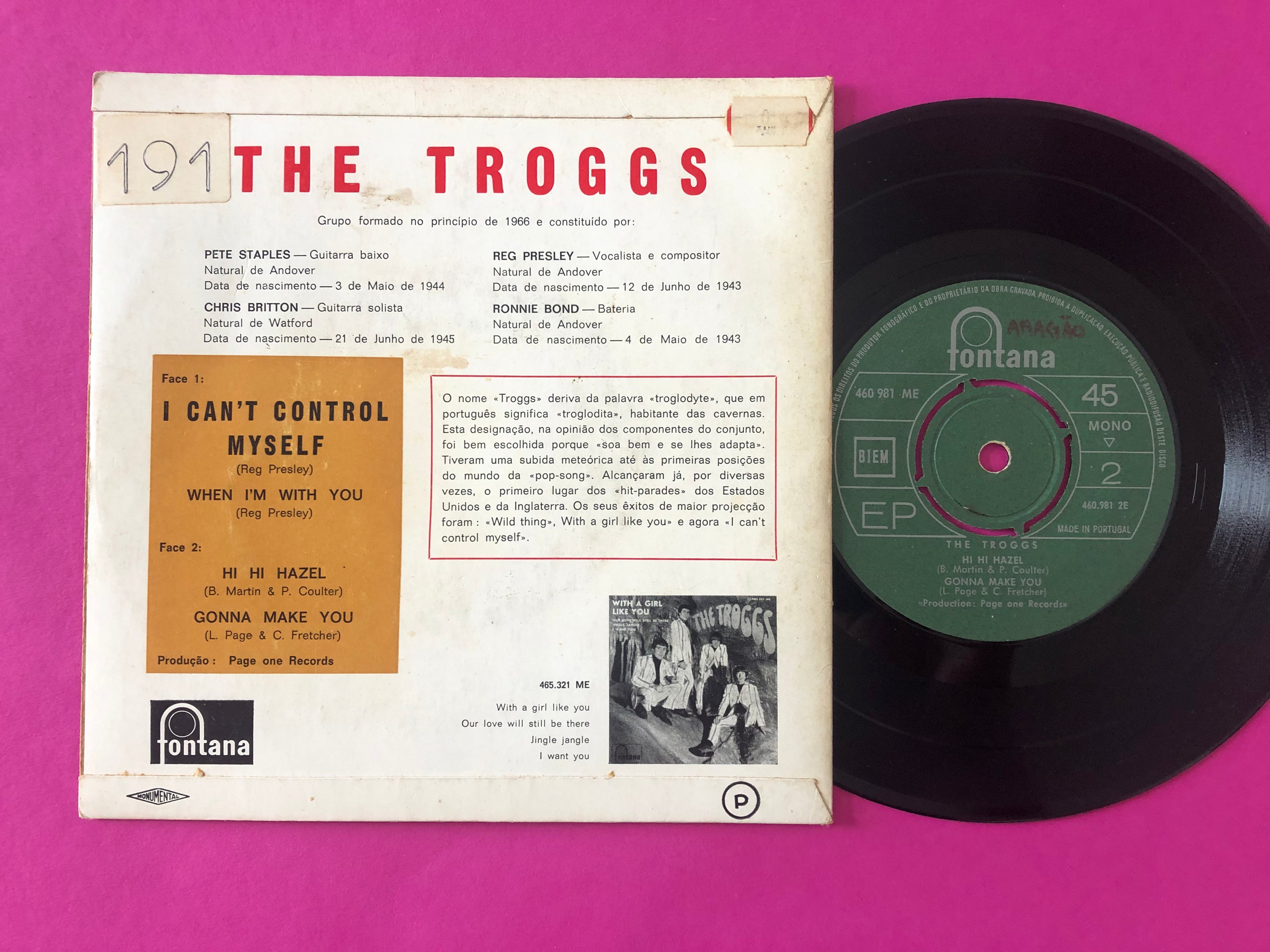 The Troggs : I Can't Control Myself (7", EP, Mono)