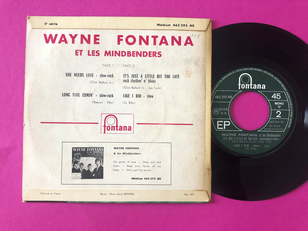 Wayne Fontana & The Mindbenders : She Needs Love (7", EP, Mono)