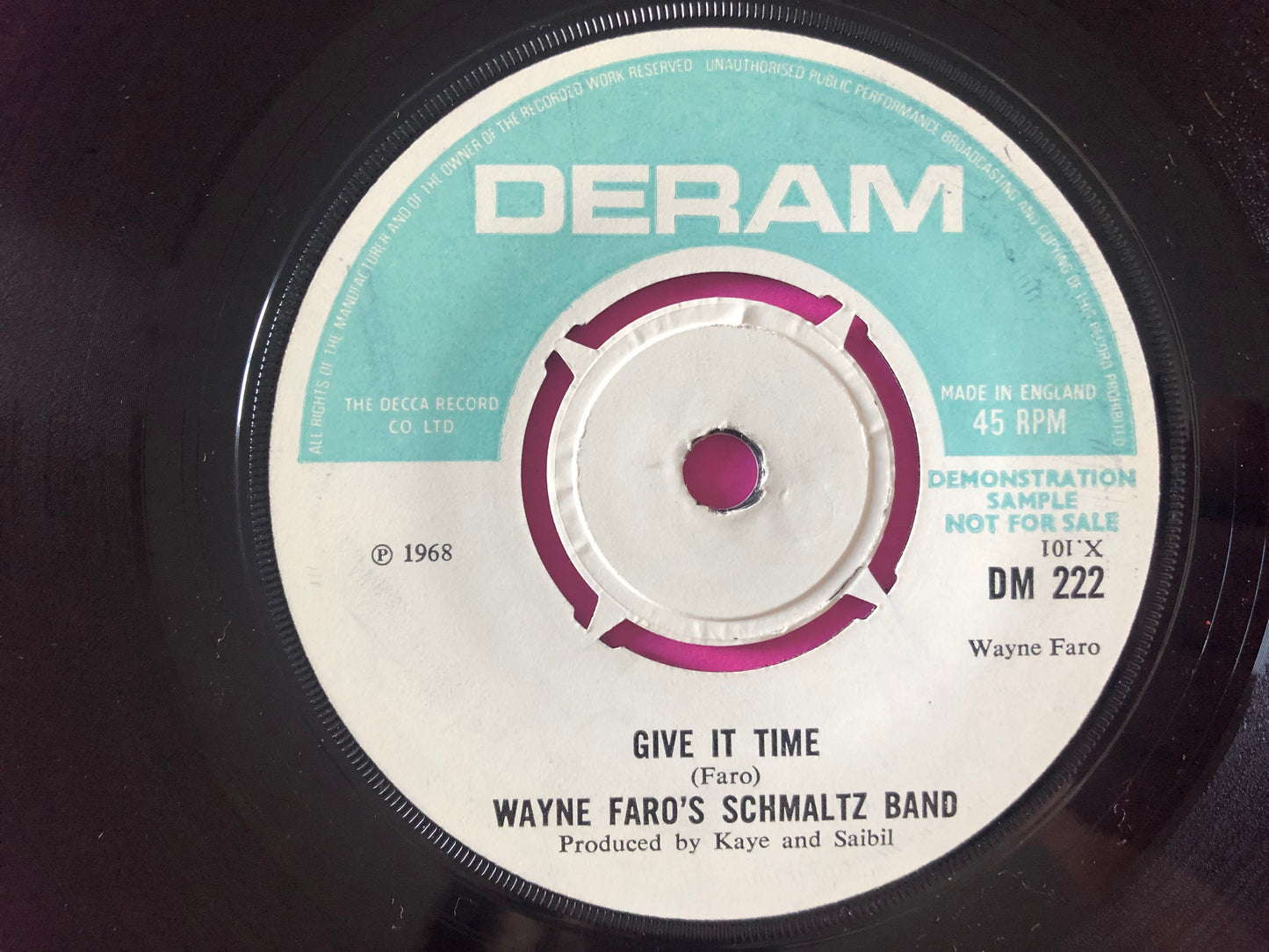 Wayne Faro's Schmaltz Band : There's Still Time / Give It Time (7", Single, Mono, Promo)