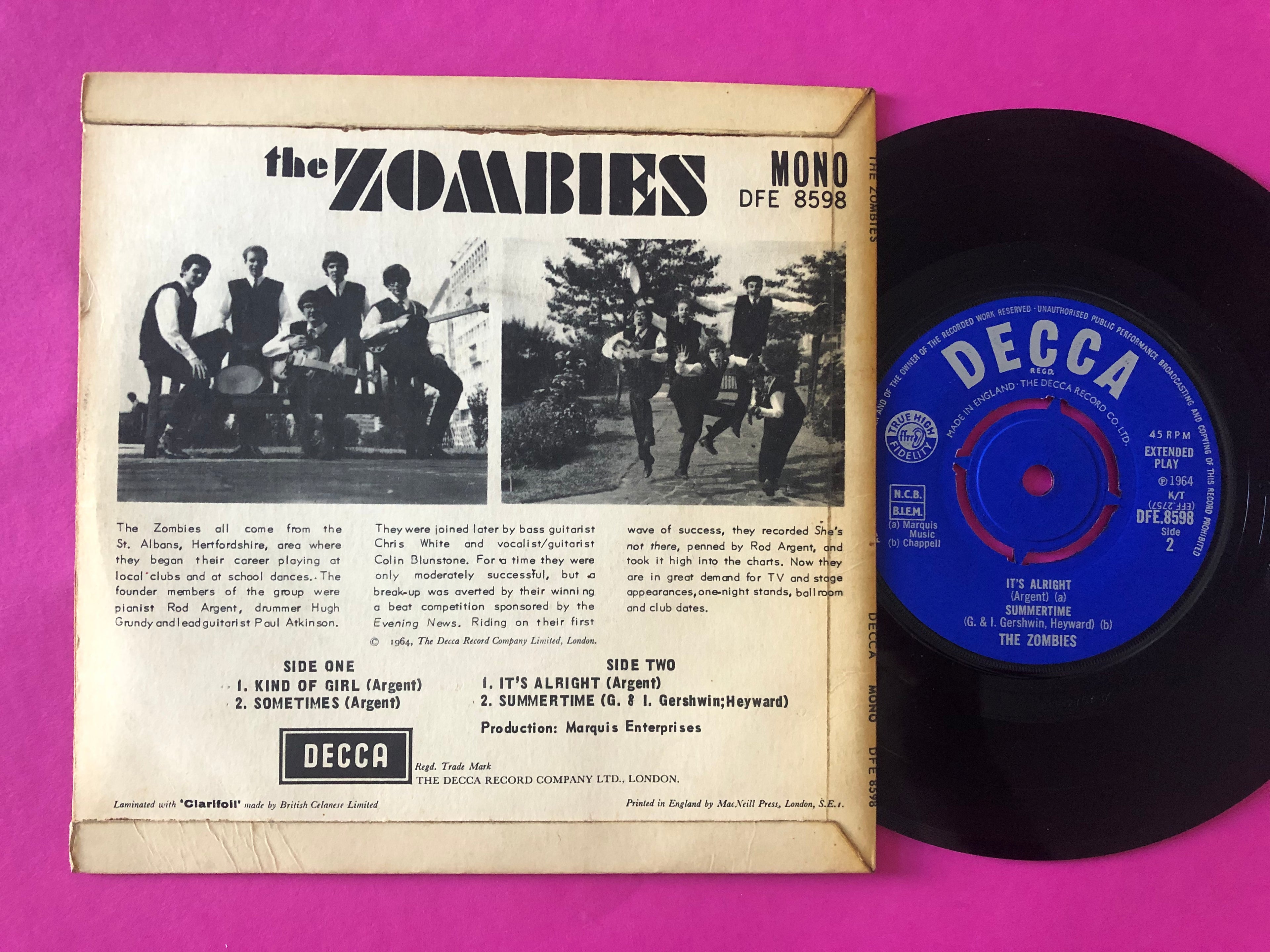 The Zombies : Kind Of Girl (7", EP, Mono)